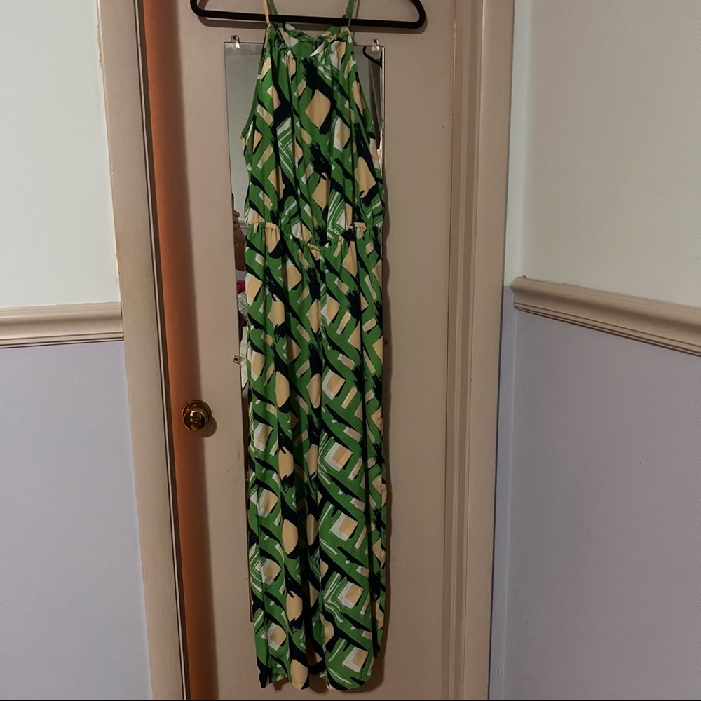 * Lara Multi Colored Green/Blue/White/Peach Jumpsuit- Size Large